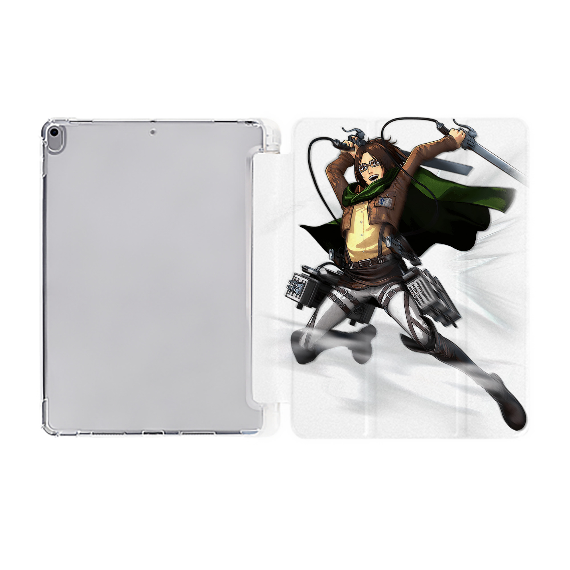 （画像用） 進撃の巨人 ハンジ·ゾエ Attack on Titan Hanji Zoe IPad ケース ペン収納付き 三つ折りスタンド PUレザー×シリコン 対応機種9.5/10.5/10.9インチ